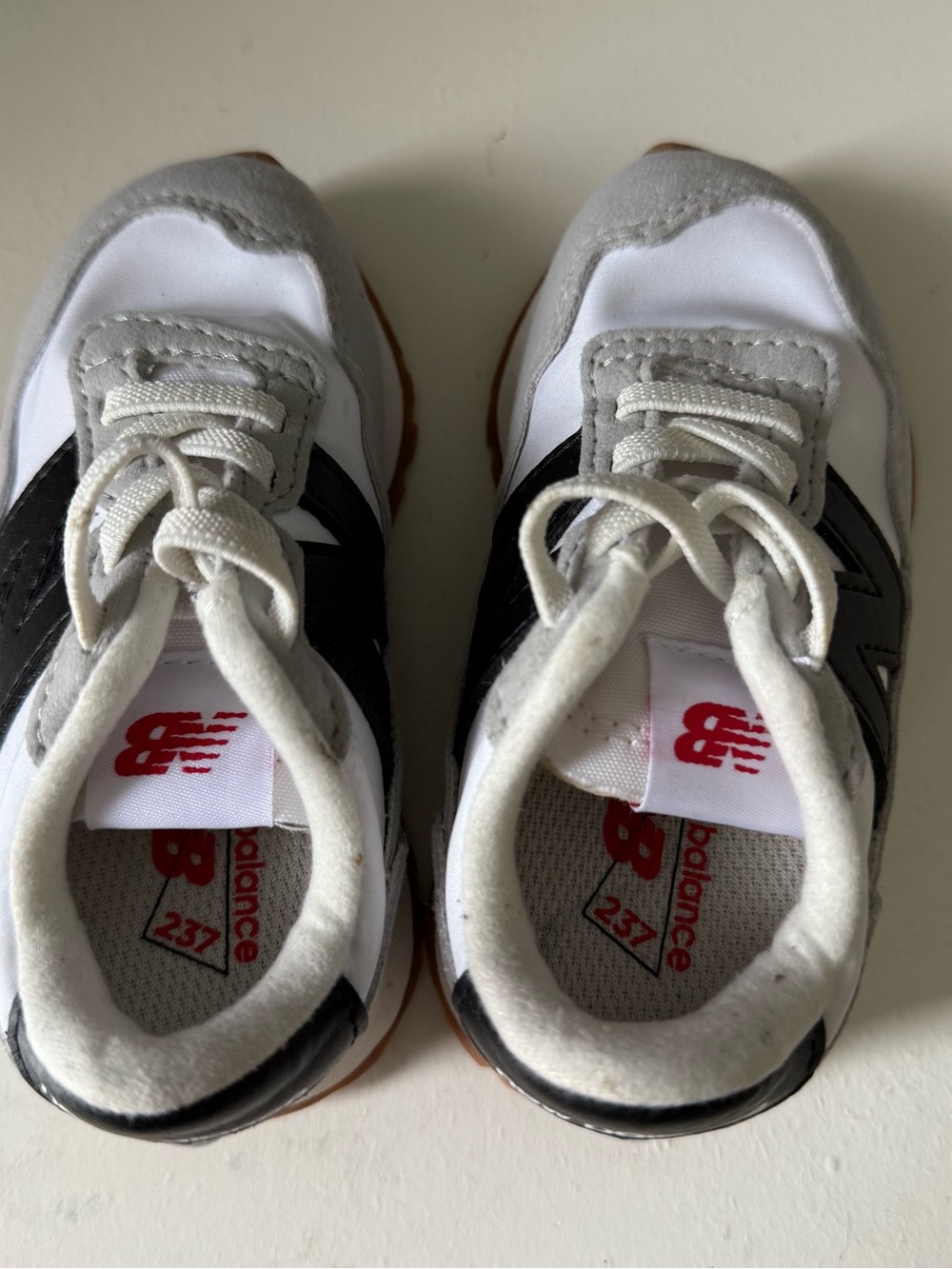 New Balance 237 Toddler White & Gray Sneakers with Black Accent - Picture 5 of 5